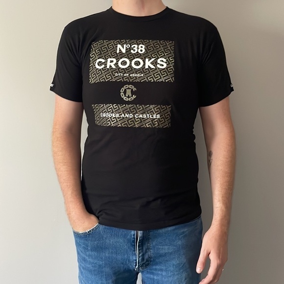 👕 Men's Crooks & Castles Black Short  Sleeve Shirt - Size EUR Medium 👕 - Picture 1 of 10